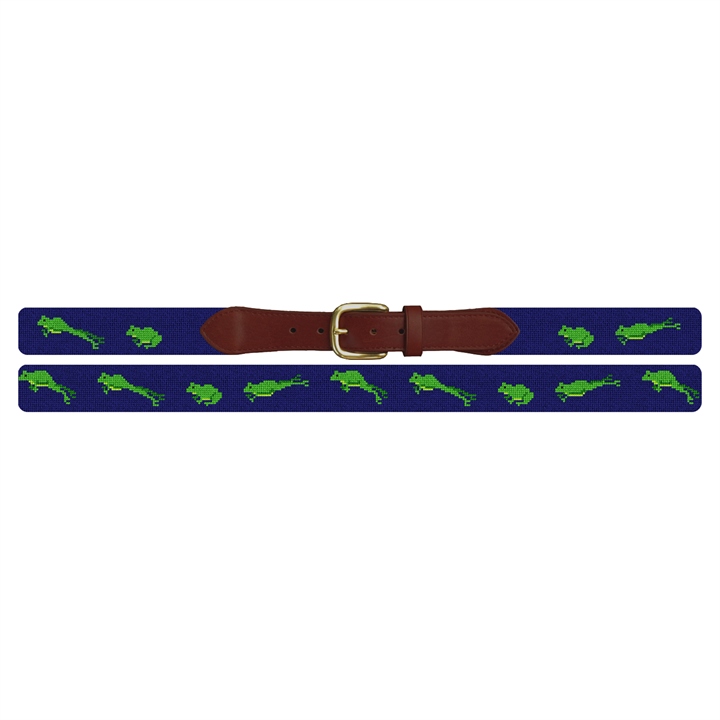 Green Frog Needlepoint Belt