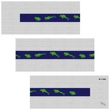 Green Frog Needlepoint Belt Kit Stitched Preview