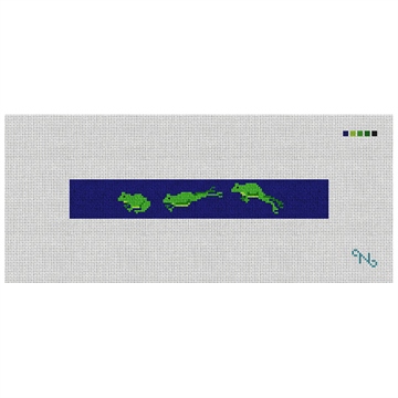 Green Frog Needlepoint Key Fob Kit Stitched Preview