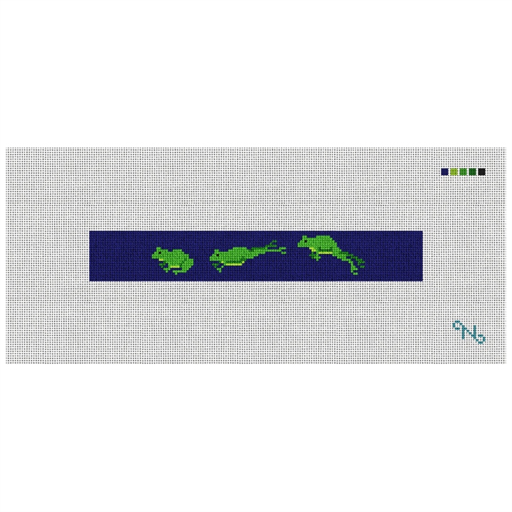 Green Frog Needlepoint Key Fob Kit Stitched Preview