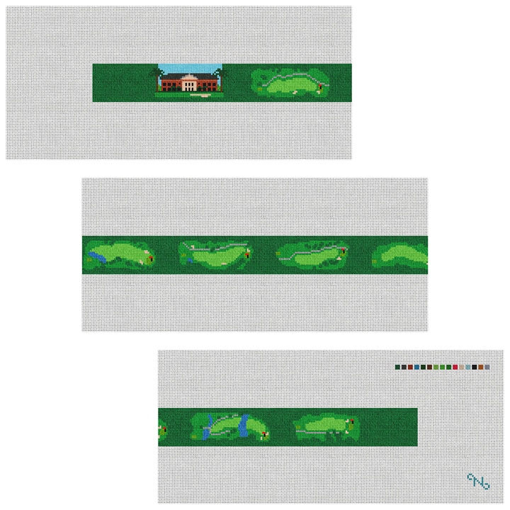 Green Island Golf Course Needlepoint Belt Kit Stitched Preview
