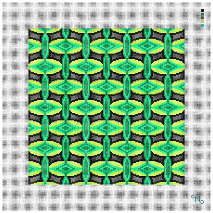Green Mayotte Needlepoint Kit Stitched Preview