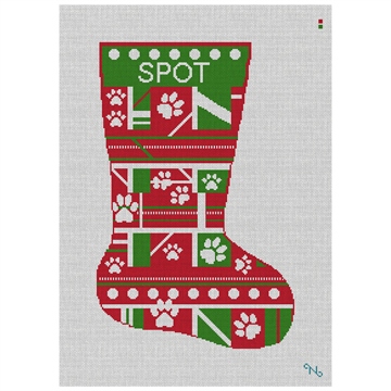 Green Paw Print Needlepoint Stocking Kit