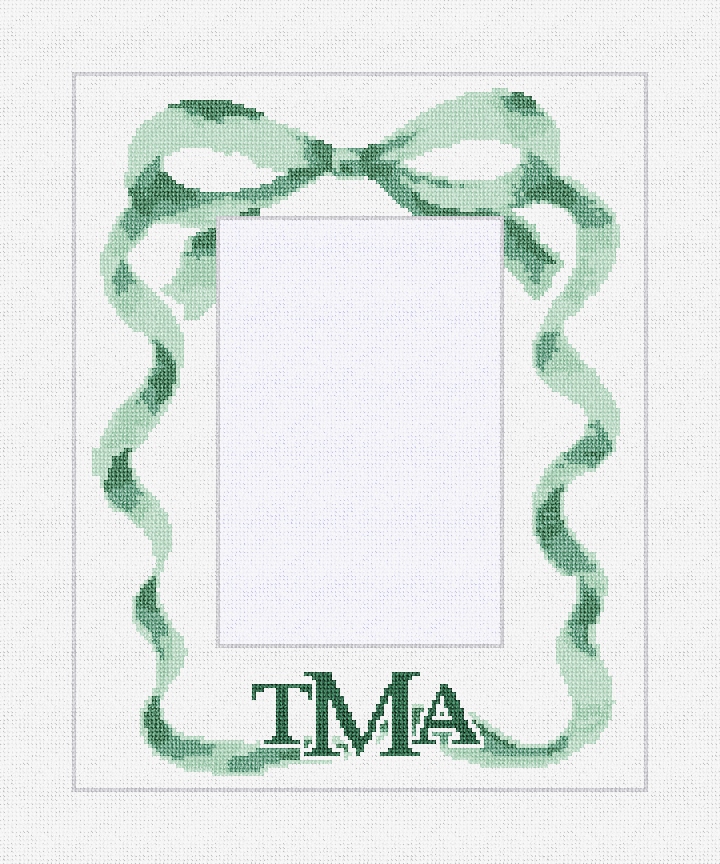 Green Ribbon Picture Frame Needlepoint Kit