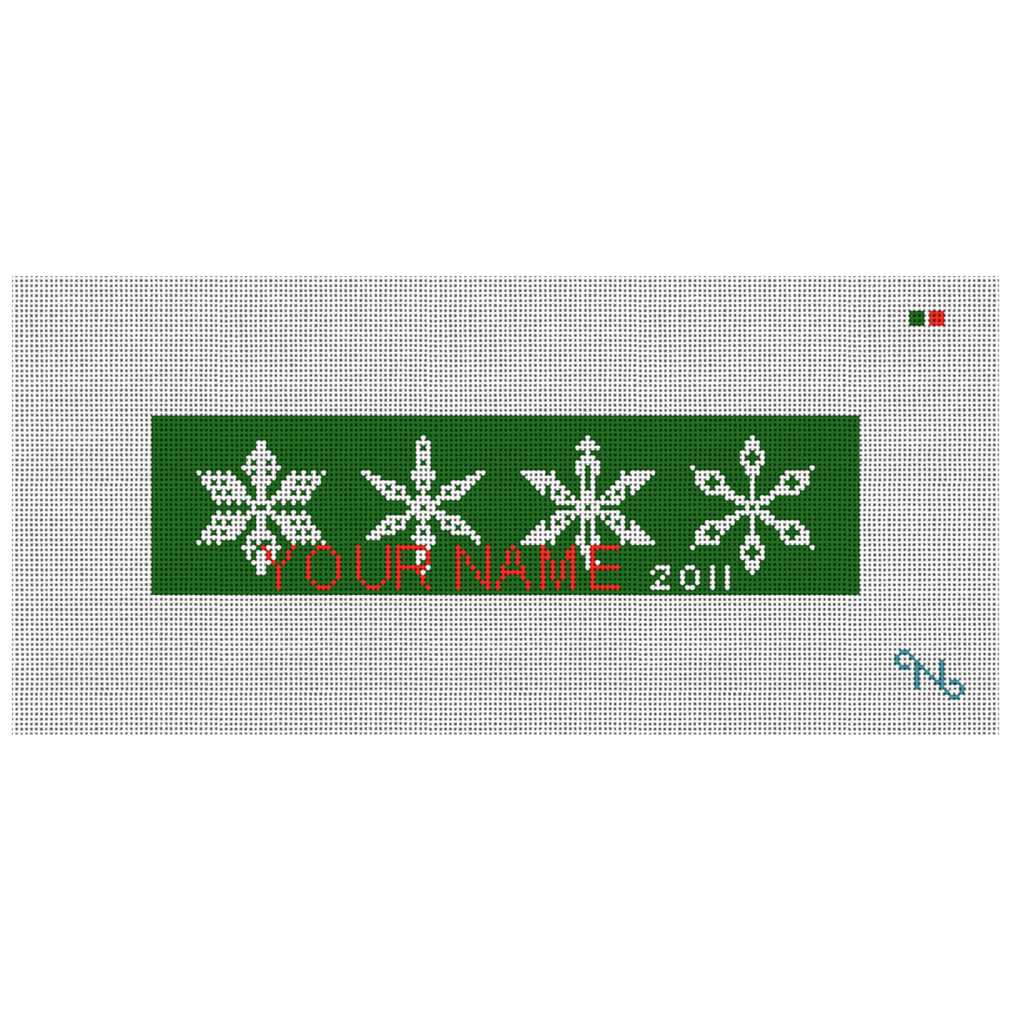 Green Snowflake - Personalized Needlepoint Kit