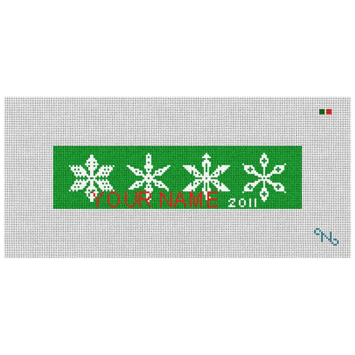 Green Snowflake - Personalized Needlepoint Kit Stitched Preview