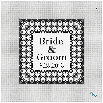 Grenelle Needlepoint Ring Bearer Pillow Kit Stitched Preview