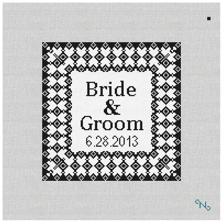 Grenelle Needlepoint Ring Bearer Pillow Kit Stitched Preview