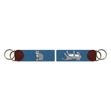 Grey Tabby Cat Needlepoint Key Fob