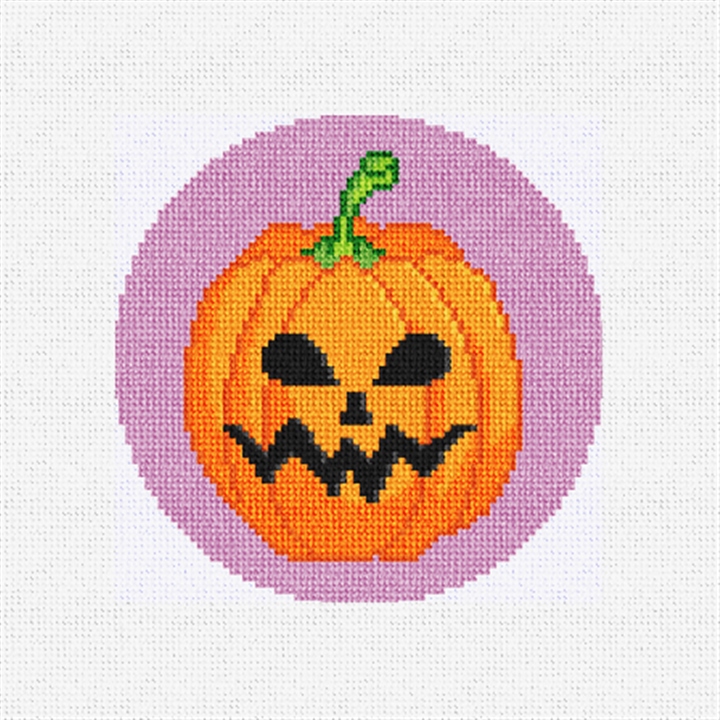 Grouchy Pumpkin Grin Needlepoint Ornament Kit