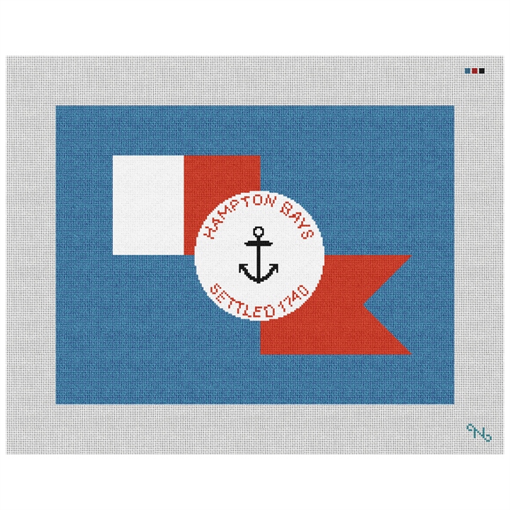 Hampton Bays Flag Needlepoint Pillow Kit Stitched Preview