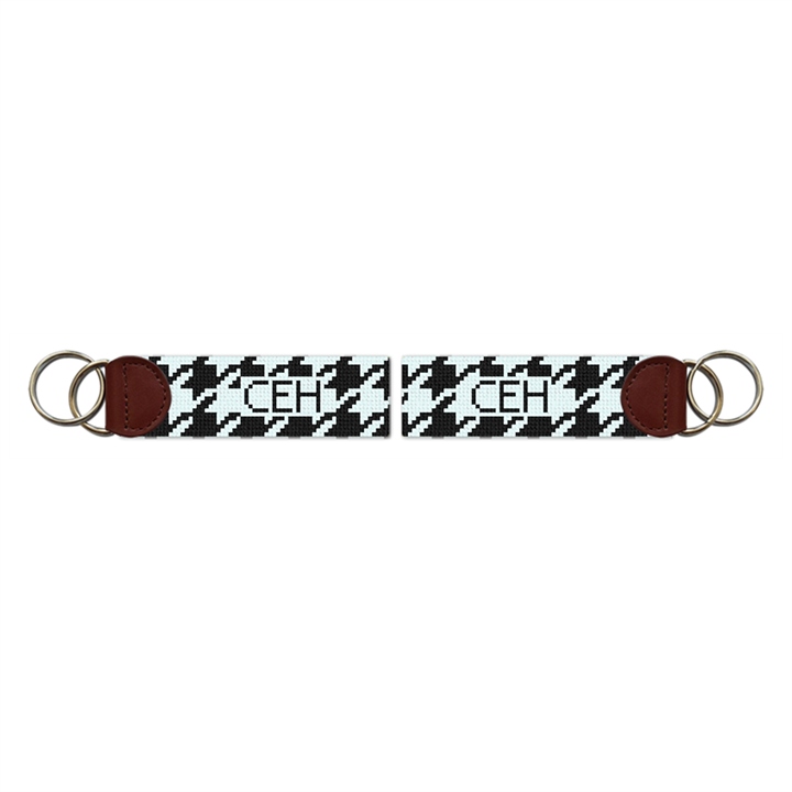 Handsome Houndstooth Needlepoint Key Fob
