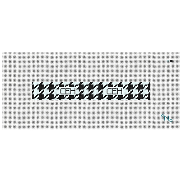 Handsome Houndstooth Needlepoint Key Fob Kit Stitched Preview