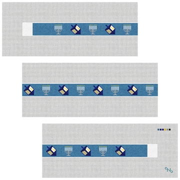 Hanukkah Needlepoint Belt Kit Stitched Preview