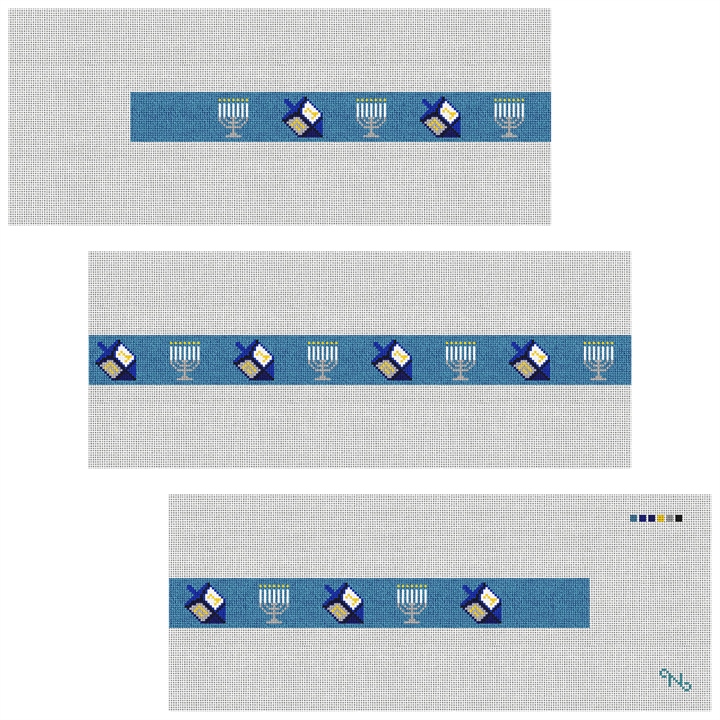 Hanukkah Needlepoint Belt Kit Stitched Preview