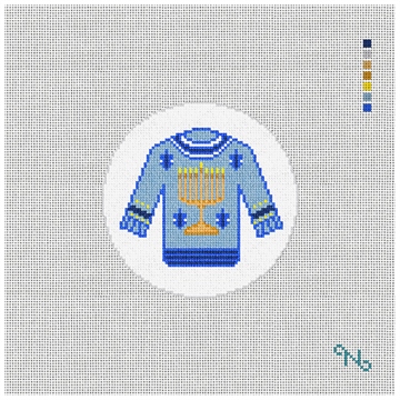 Hanukkah Ugly Sweater Needlepoint Ornament Kit Stitched Preview