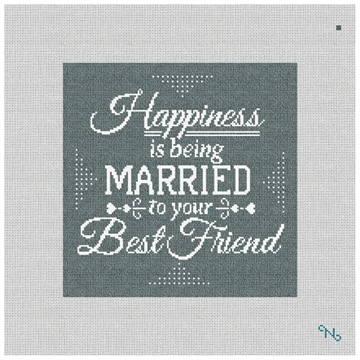 Happiness Needlepoint Pillow Kit Stitched Preview