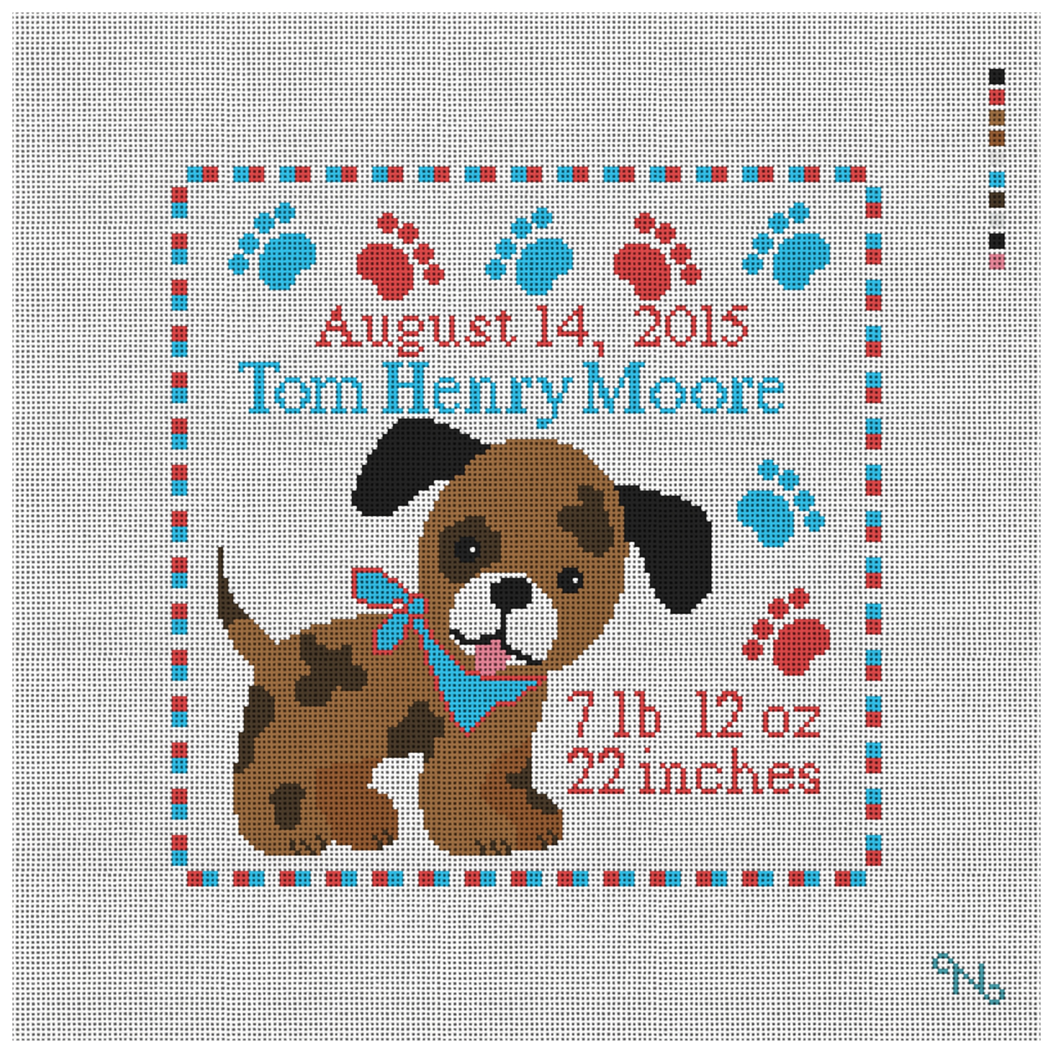 Happy Puppy Birth Announcement Needlepoint Kit
