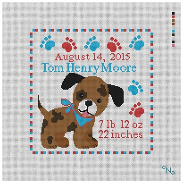 Happy Puppy Birth Announcement Needlepoint Kit