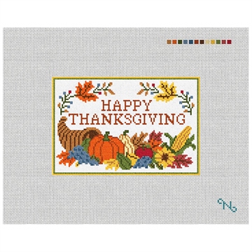 Happy Thanksgiving Needlepoint Door Hanger Kit Stitched Preview