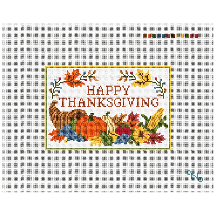 Happy Thanksgiving Needlepoint Door Hanger Kit Stitched Preview