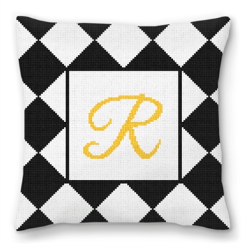 Harlequin Wedding Needlepoint Pillow