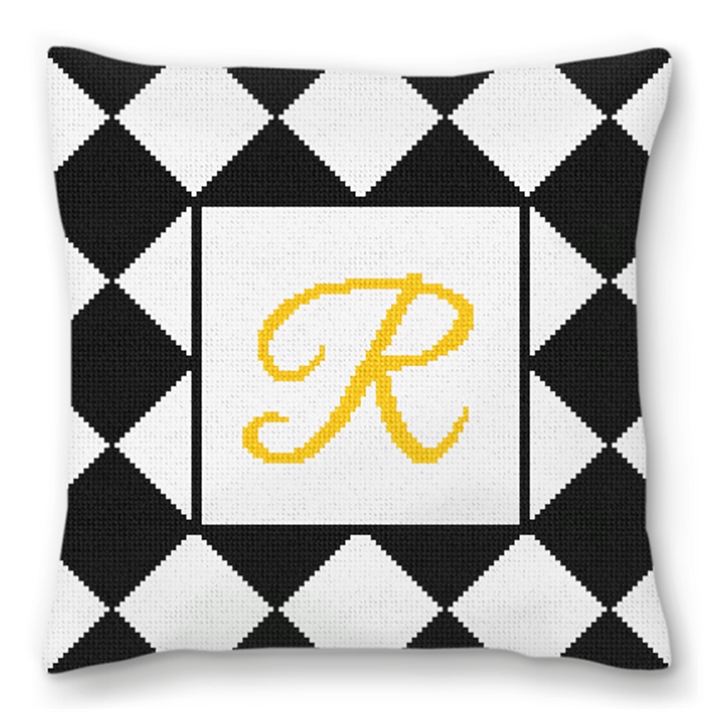 Harlequin Wedding Needlepoint Pillow