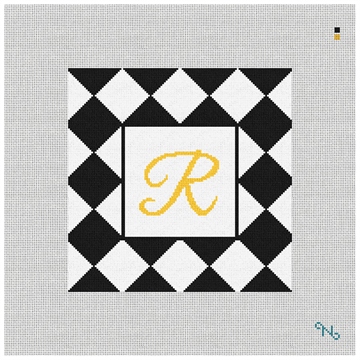 Harlequin Wedding Needlepoint Pillow Kit Stitched Preview