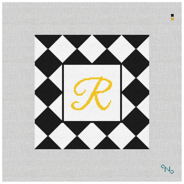 Harlequin Wedding Needlepoint Pillow Kit Stitched Preview