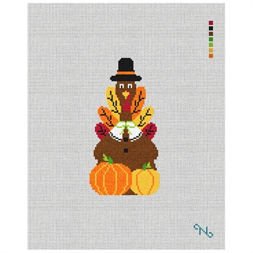 Harvest Gobble Needlepoint Door Hanger Kit Stitched Preview