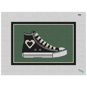 Heart Retro Shoe Needlepoint Kit