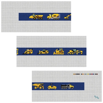 Heavy Equipment Needlepoint Belt Kit Stitched Preview