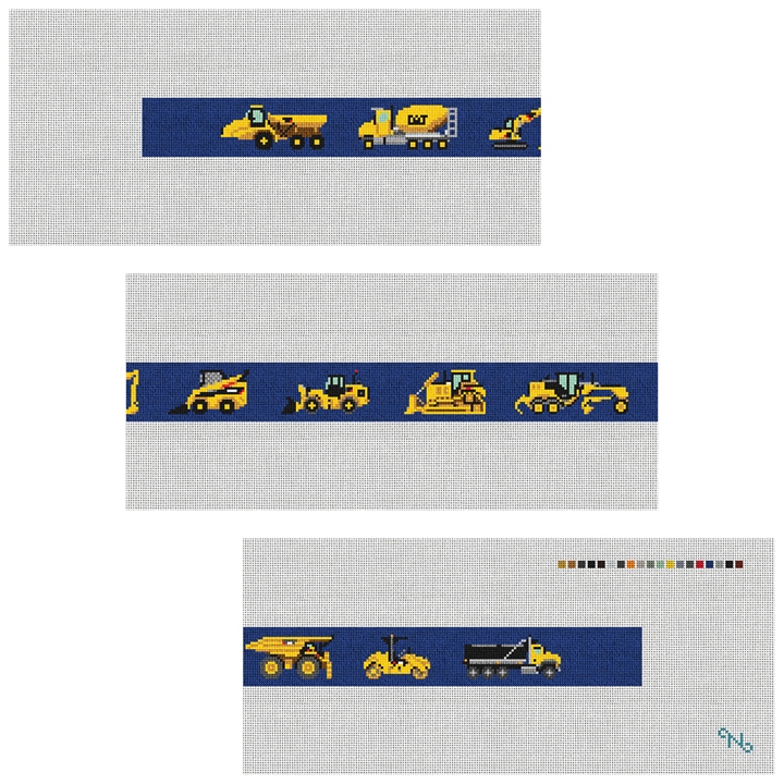 Heavy Equipment Needlepoint Belt Kit Stitched Preview