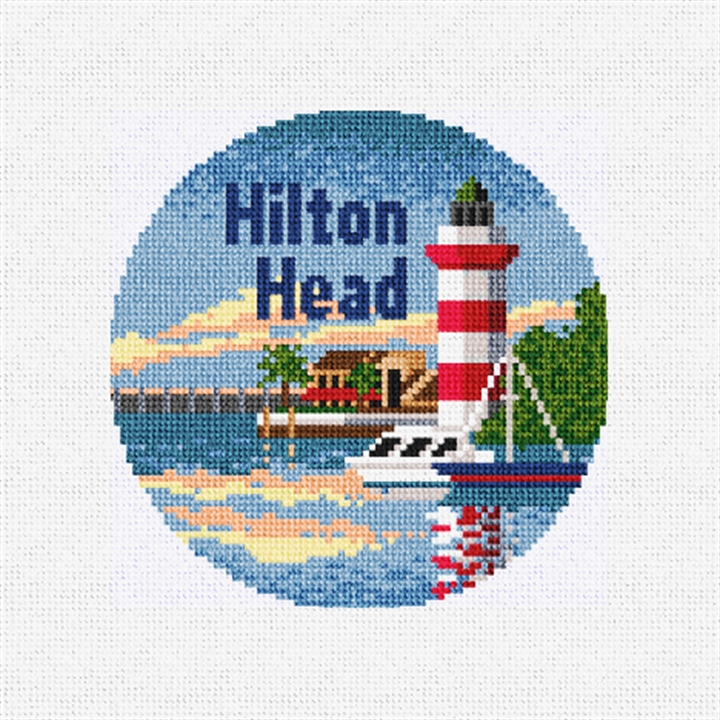 Hilton Head Needlepoint Ornament Kit Stitched Preview