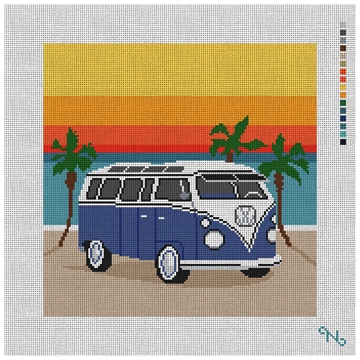 Hippie Van Needlepoint Pillow Kit