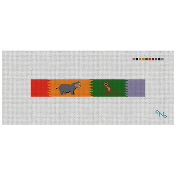 Hippo and Monkey Safari Needlepoint Key Fob Kit