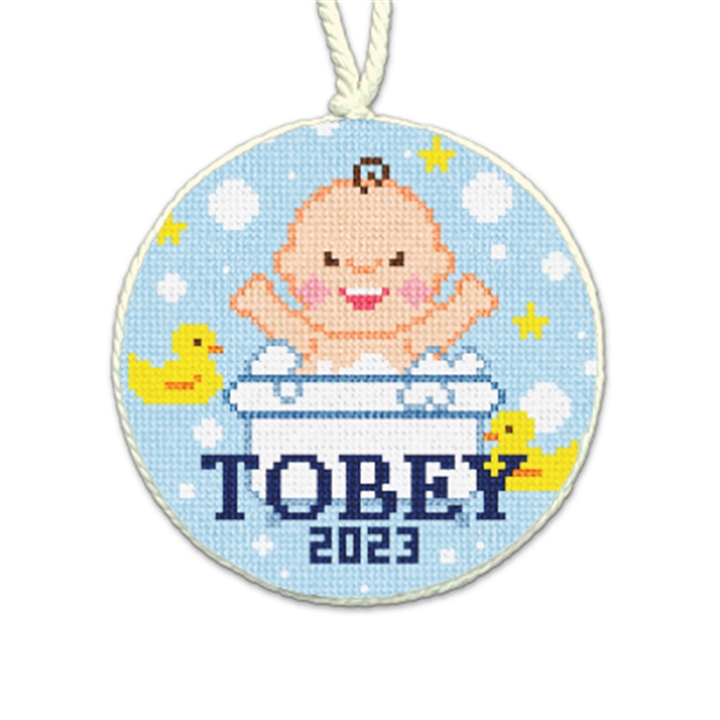 His Bubble Bath Needlepoint Ornament