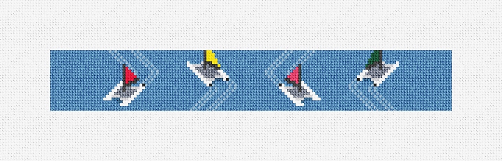 Hobie Cats Needlepoint Key Fob Kit Stitched Preview