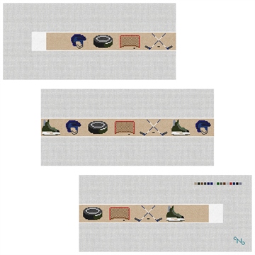 Hockey Gear Needlepoint Belt Kit Stitched Preview