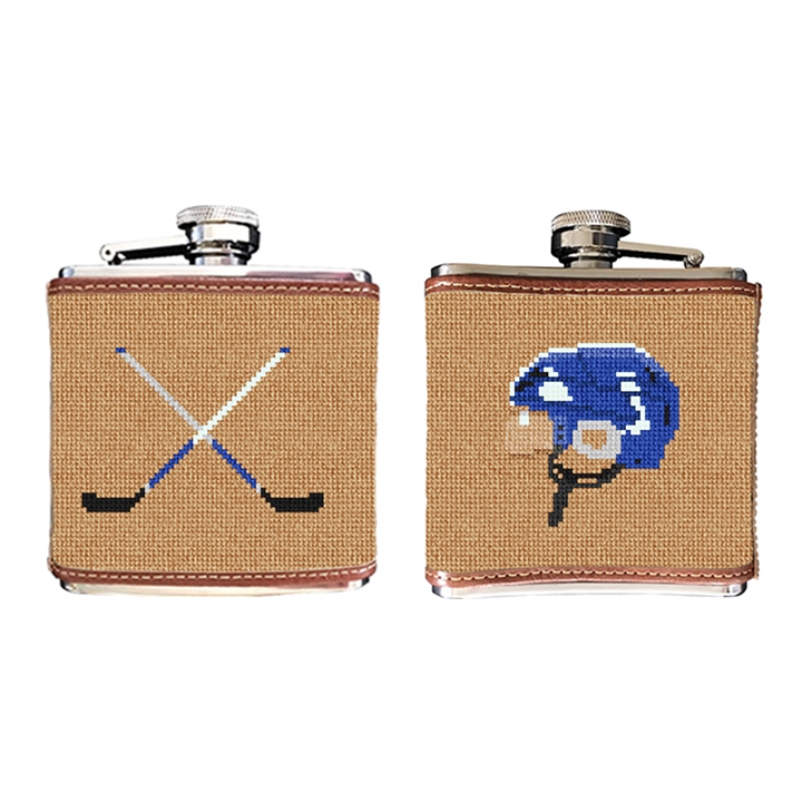 Hockey Needlepoint Flask 