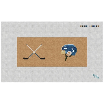 Hockey Needlepoint Flask Kit Stitched Preview
