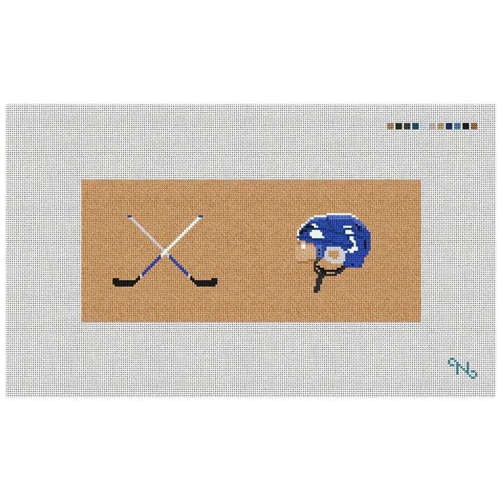 Hockey Needlepoint Flask Kit Stitched Preview