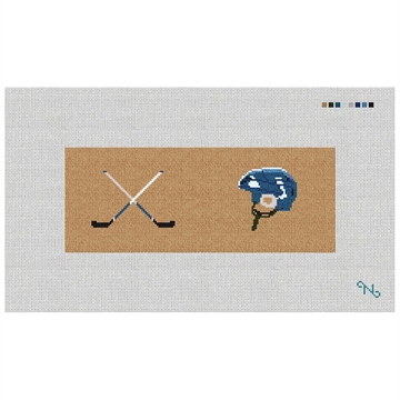Hockey Needlepoint Wallet Kit Stitched Preview