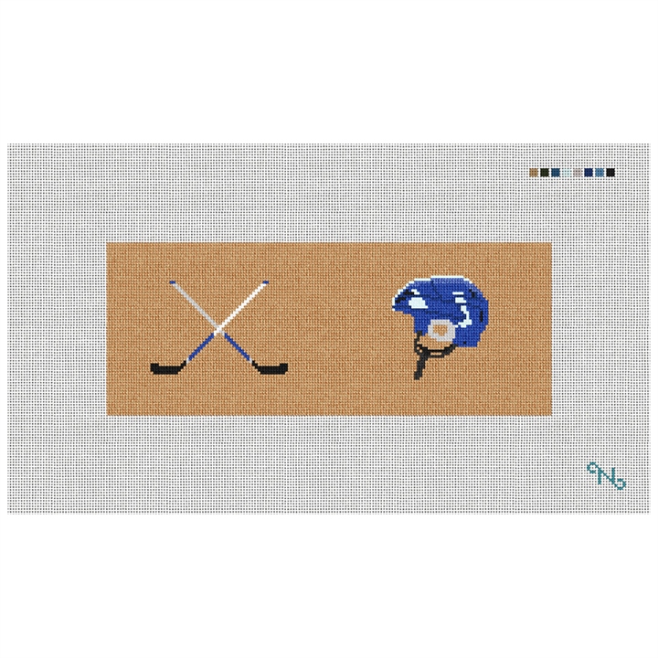 Hockey Needlepoint Wallet Kit Stitched Preview