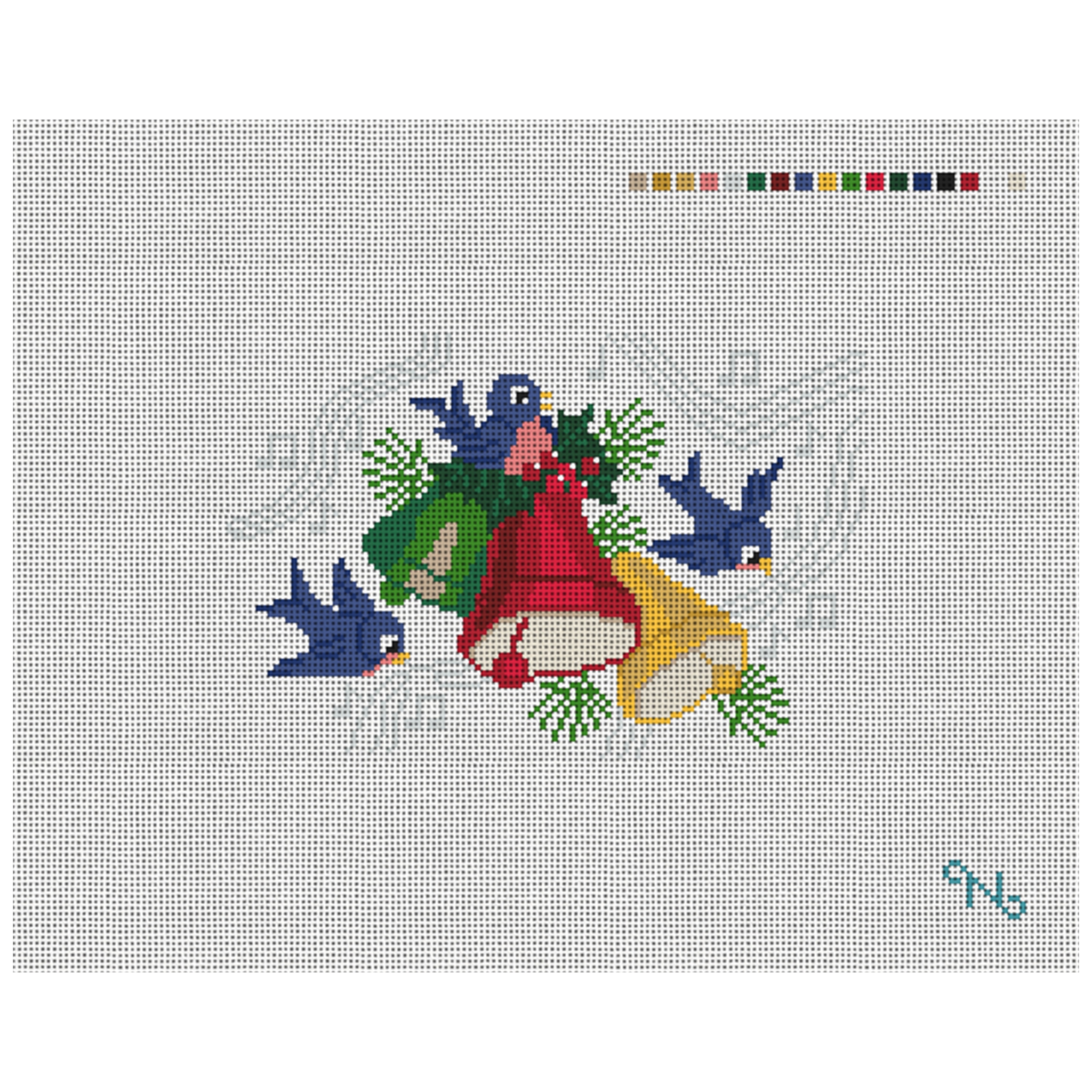 Holiday Bells Vintage Card Needlepoint Kit