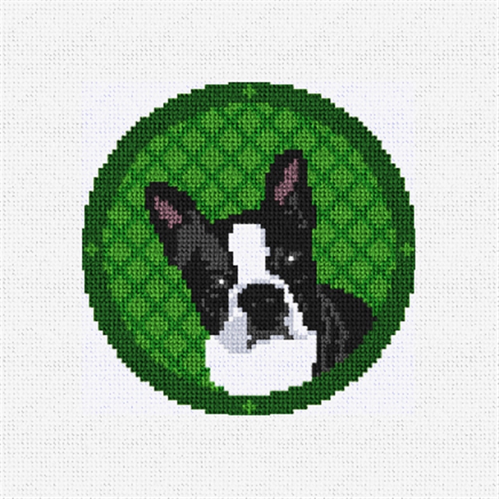 Holiday Boston Terrier Needlepoint Ornament Kit