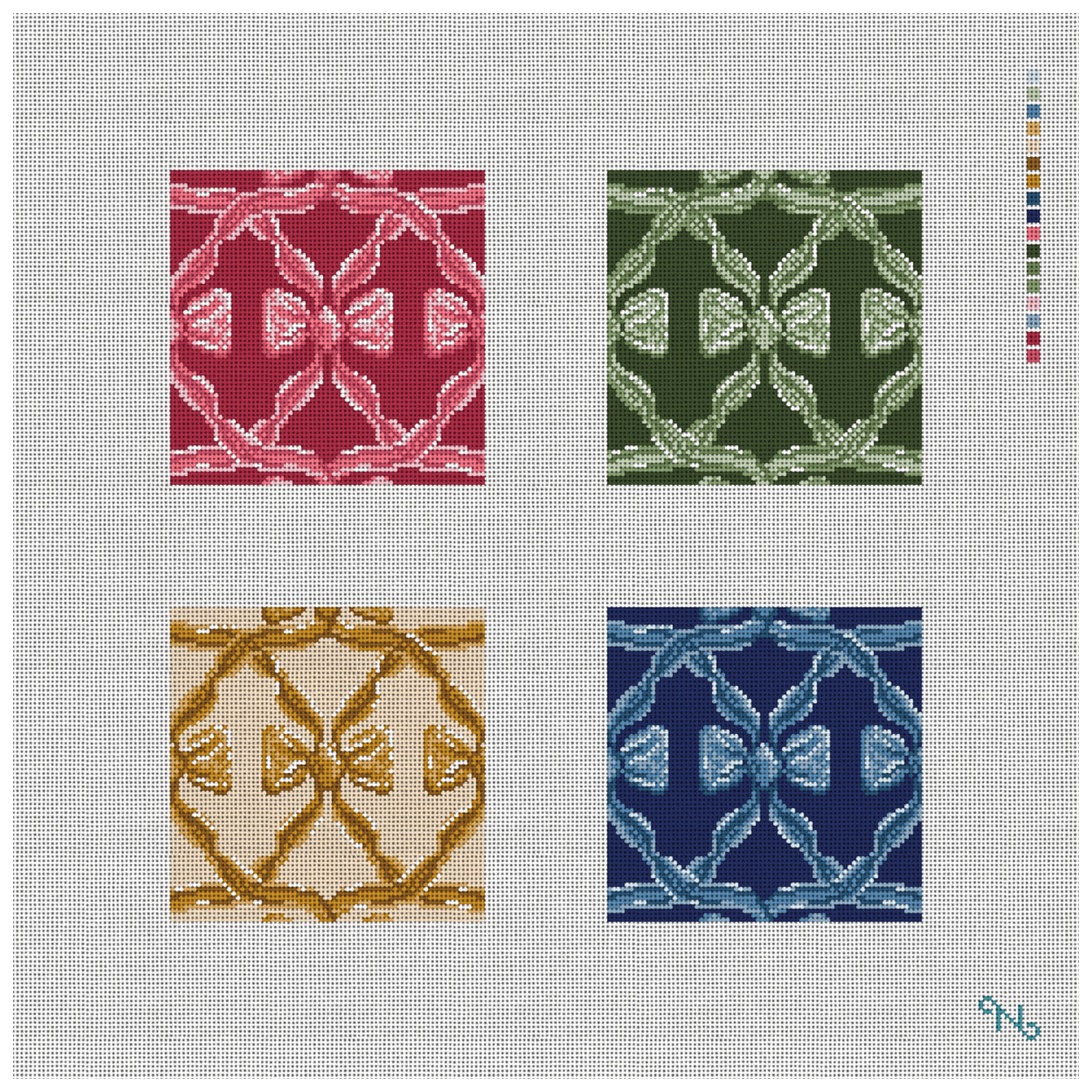 Holiday Bows Needlepoint Coaster Set Kit