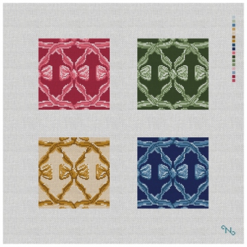 Holiday Bows Needlepoint Coaster Set Kit
