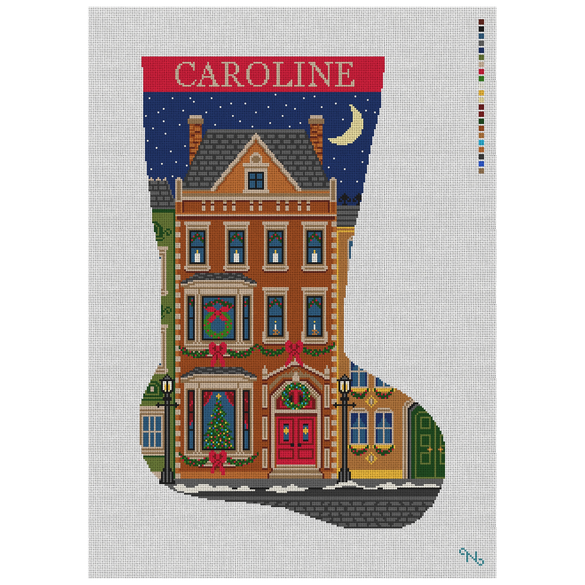 Holiday Brownstone Stocking Needlepoint Kit