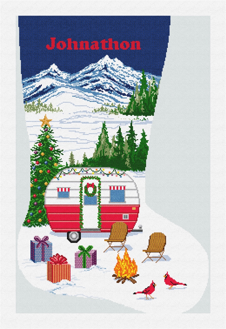 Holiday Camper Stocking Needlepoint Kit